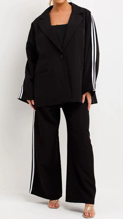 Women's Casual Striped Suit Pants Set