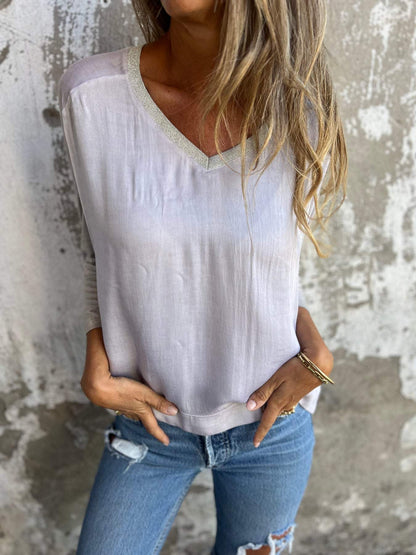 V-neck Fashionable Casual Top white