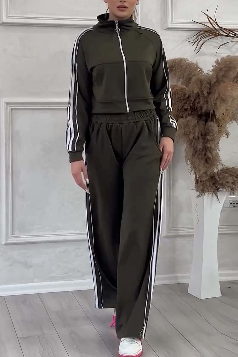 Women's Casual Side Web Contrast Sports Suit