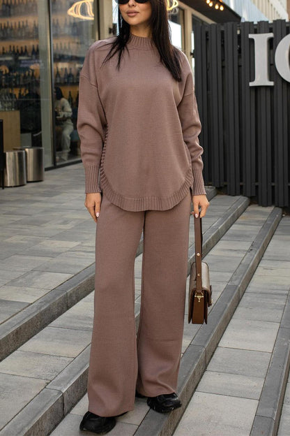 Women's Casual Round-neck Long-sleeved Two-piece Suit