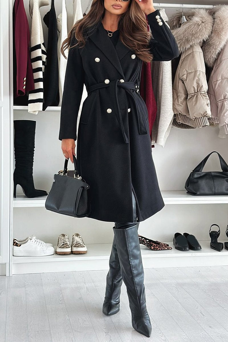 Women's Lapel Mid-length Coat black