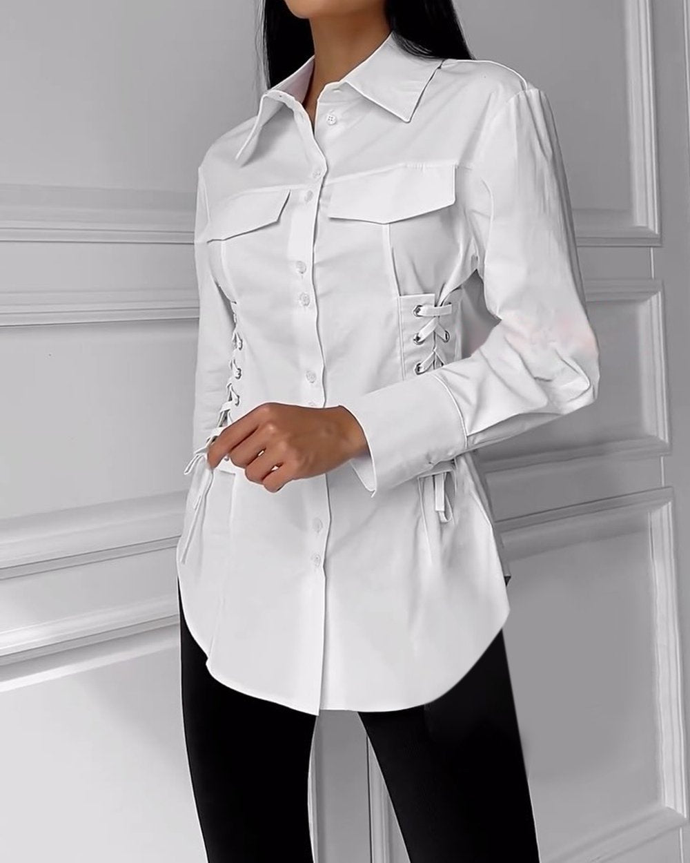 Women's Solid Color Strappy Casual Shirt Top