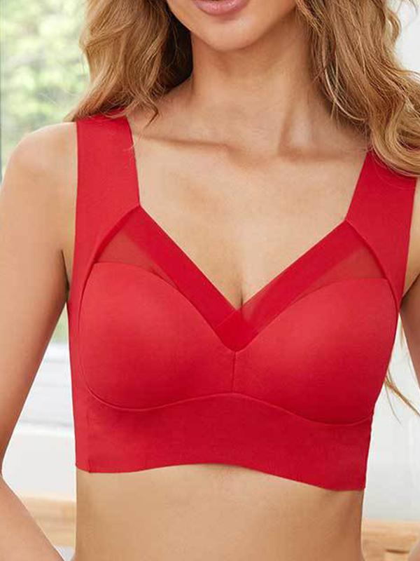 Women's Plus-size Thin Side Bra No Underwire Underwear red