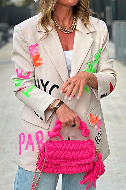 Women's Printed Casual Blazer Tops