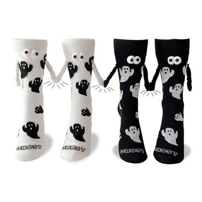 Ghost Halloween Couple Black and White Mid-tube Socks