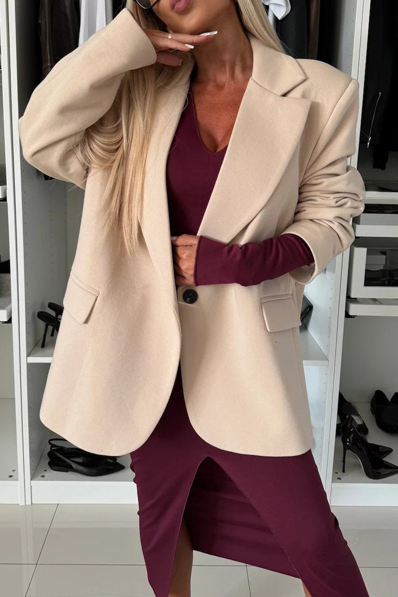 Women's Spring/fall Solid Color Lapel Suit Jacket