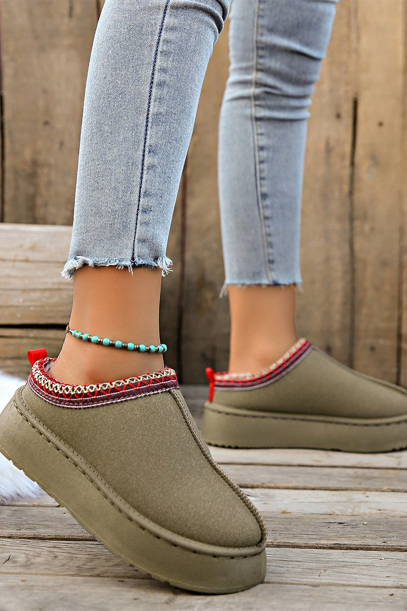 Women's Thick-soled Closed-toe Warm Cotton Shoes green