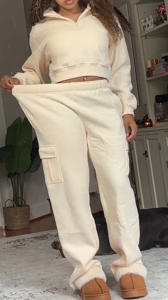 Women's Casual Long Sleeve Solid Two Piece Set