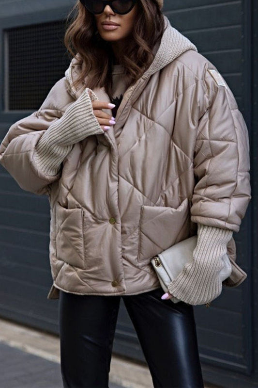 Women's Casual Hooded Thick Cotton Coat apricot