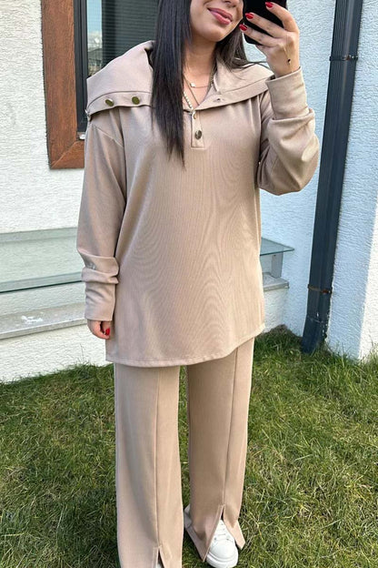 Women's casual sports half-button large lapel sports suit