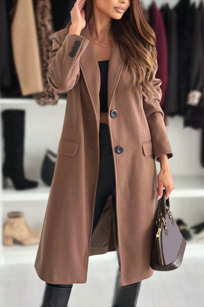 Women's Casual Solid Color Long Coat