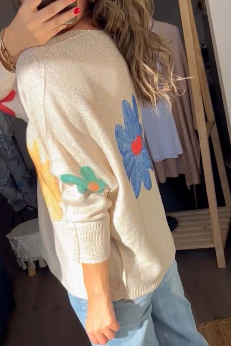 Women's Casual Floral Crochet Thin Sweater