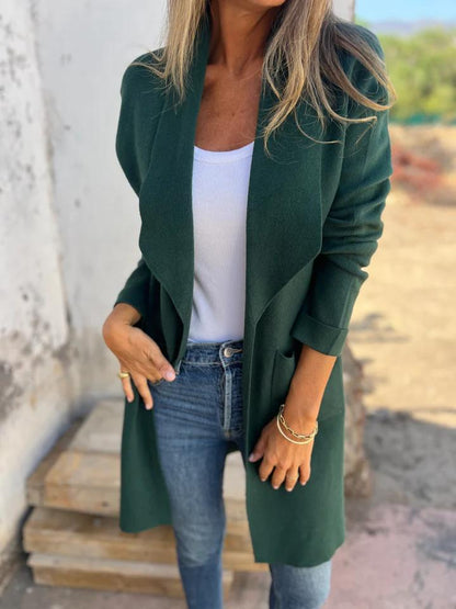 Casual Lapel Cardigan Jacket dark green