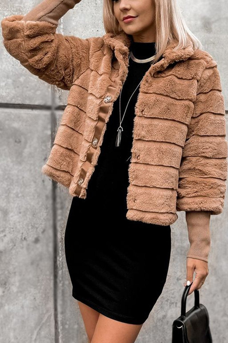 Women's Casual Lapel Wool Coat for Autumn and Winter khaki