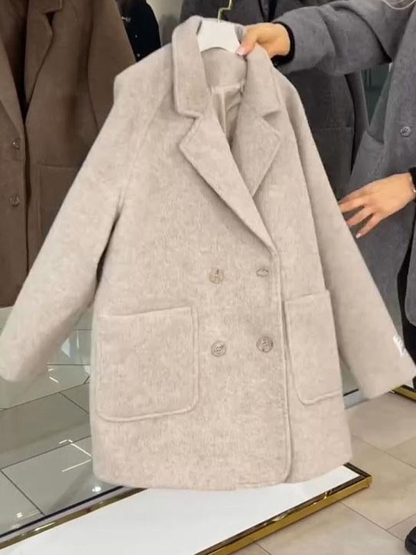 Women's Lapel Woolen Blazers beige