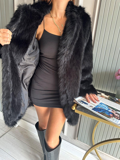 Women's Lapel Long Sleeve Plush Coat