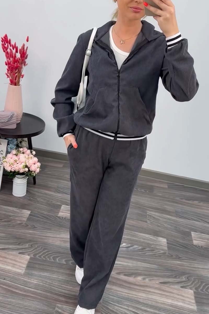 Women's casual sports hooded suit Dark Gray