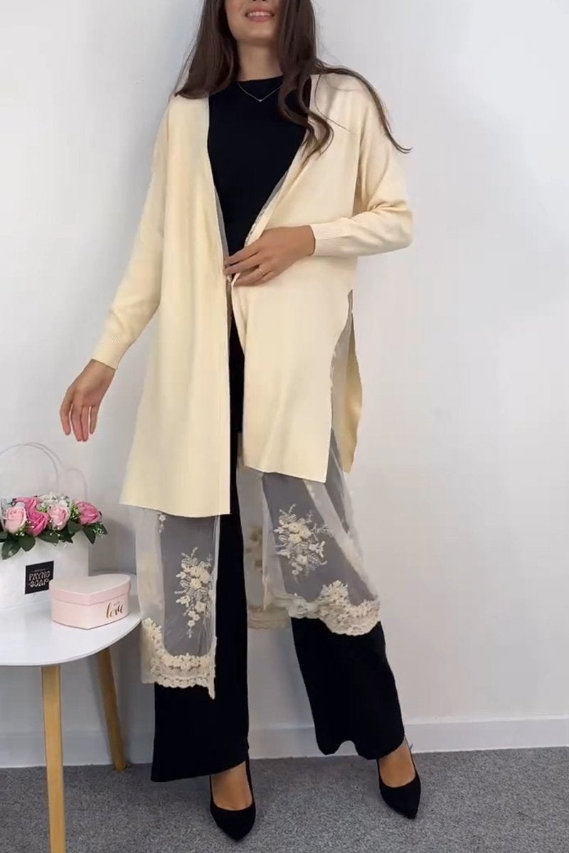 Women's Casual Stitching Lace Cardigan Jacket