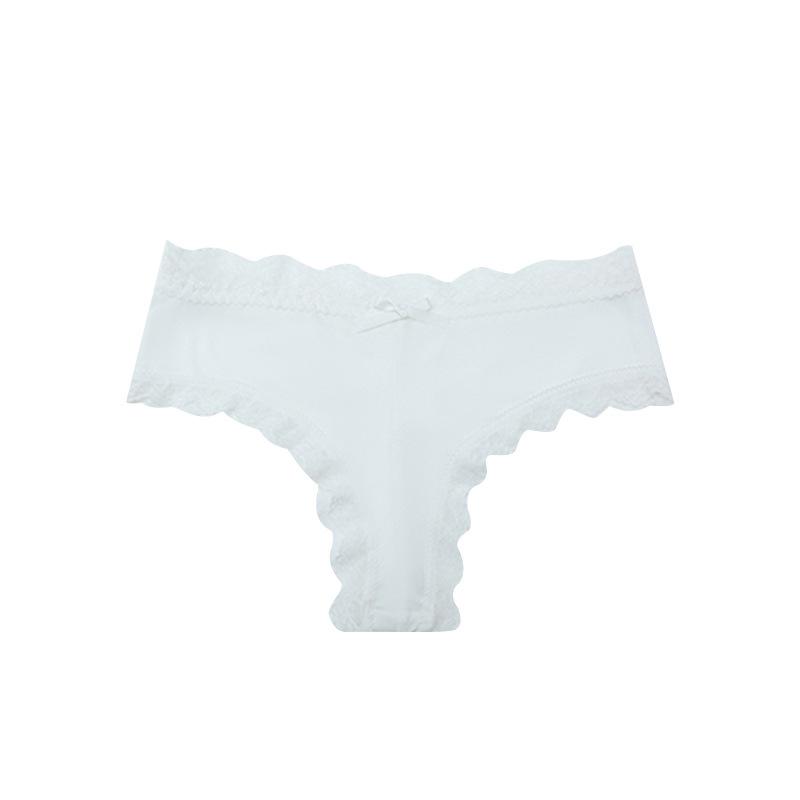 Women's Lace Mid-waist Comfortable High Bow Panties white