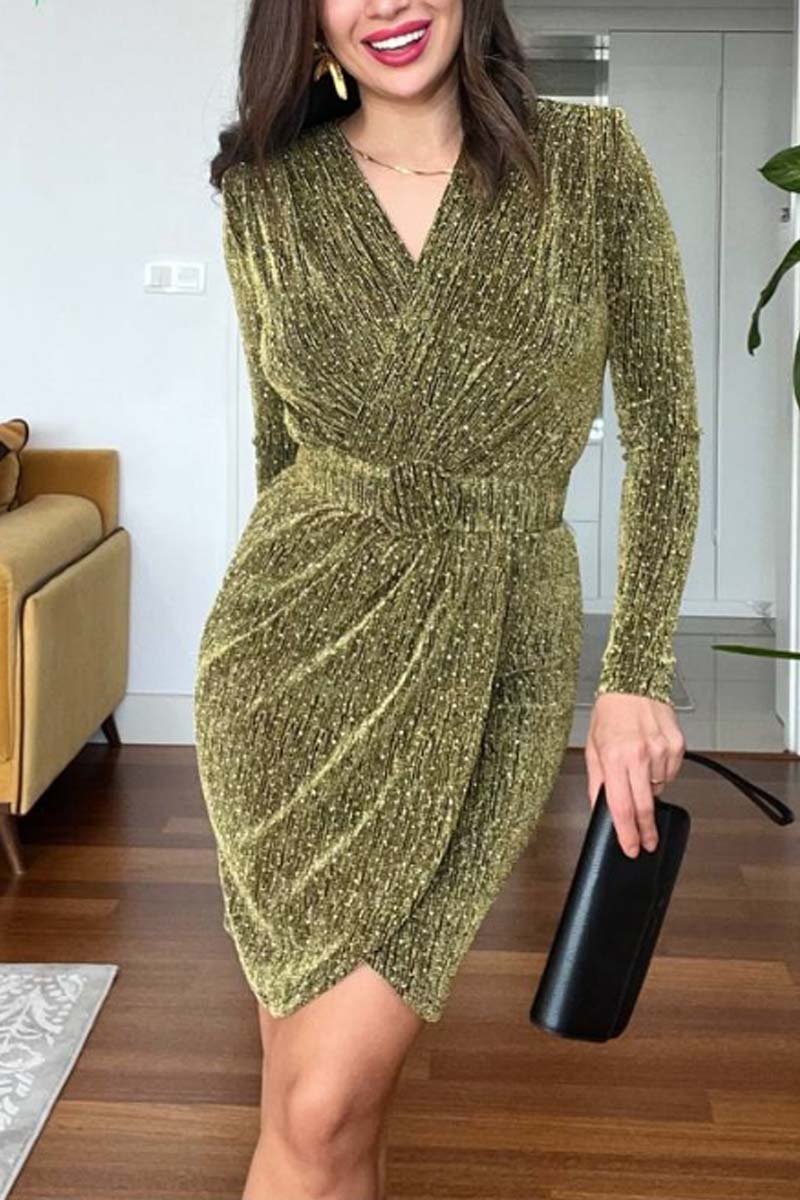 Women Say Elegant Party Diamond Mini Dress Green