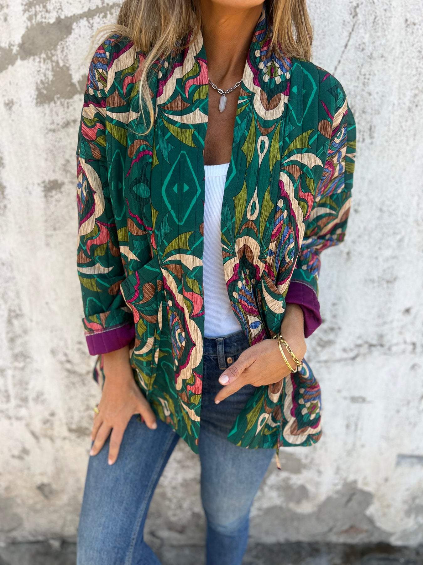 Women's Printed Long Sleeve Cardigan