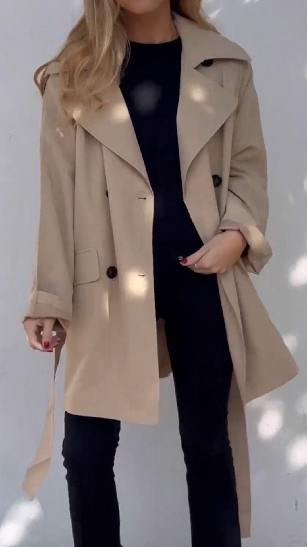 Women's Casual Solid Color Lapel Coat khaki