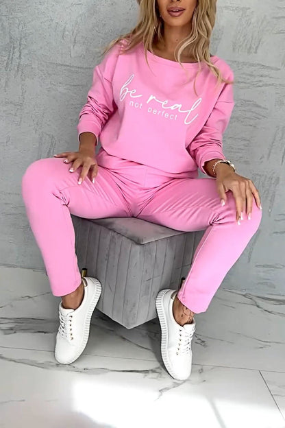 Women's Monogram Top and Pants Two-piece Set Pink