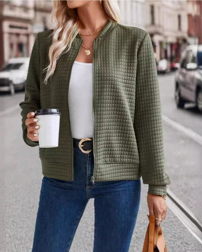 Fashionable Solid Color Small Style Jacket Olive green