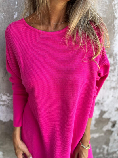 Round Neck Long Sleeve Knitted Top