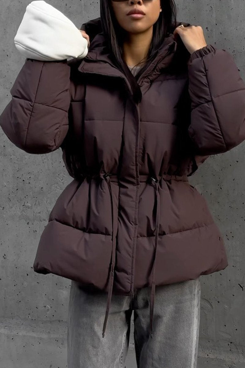 Women's Casual Hooded Thick Coat Brown