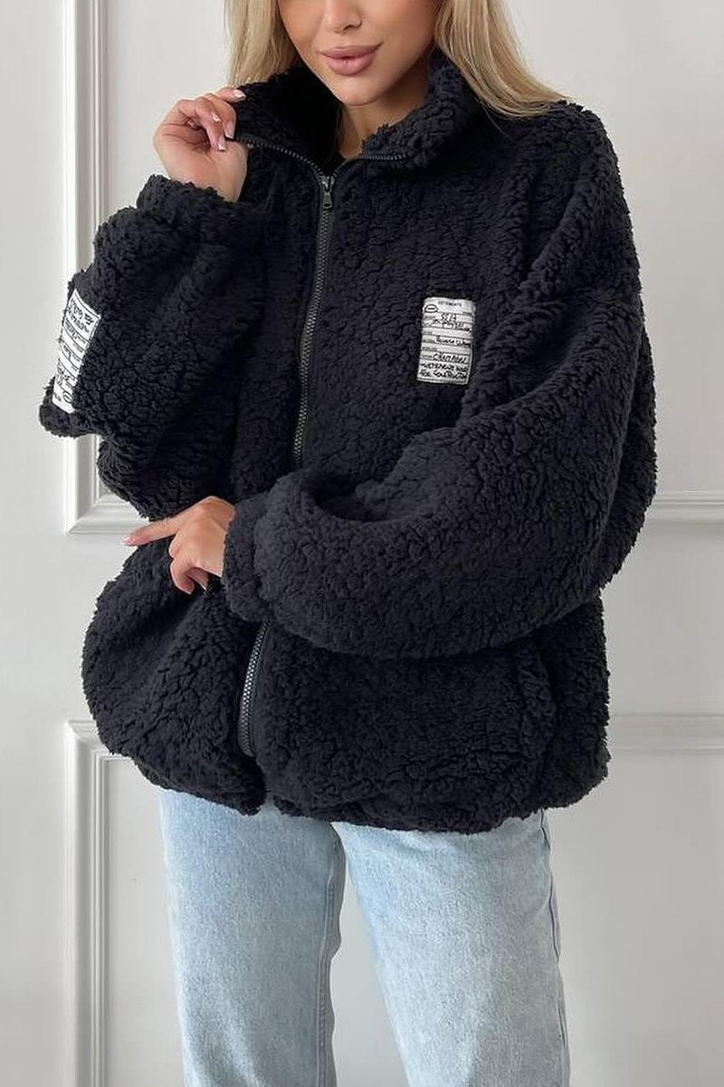 Women's Casual Lapel Lamb Wool Coat