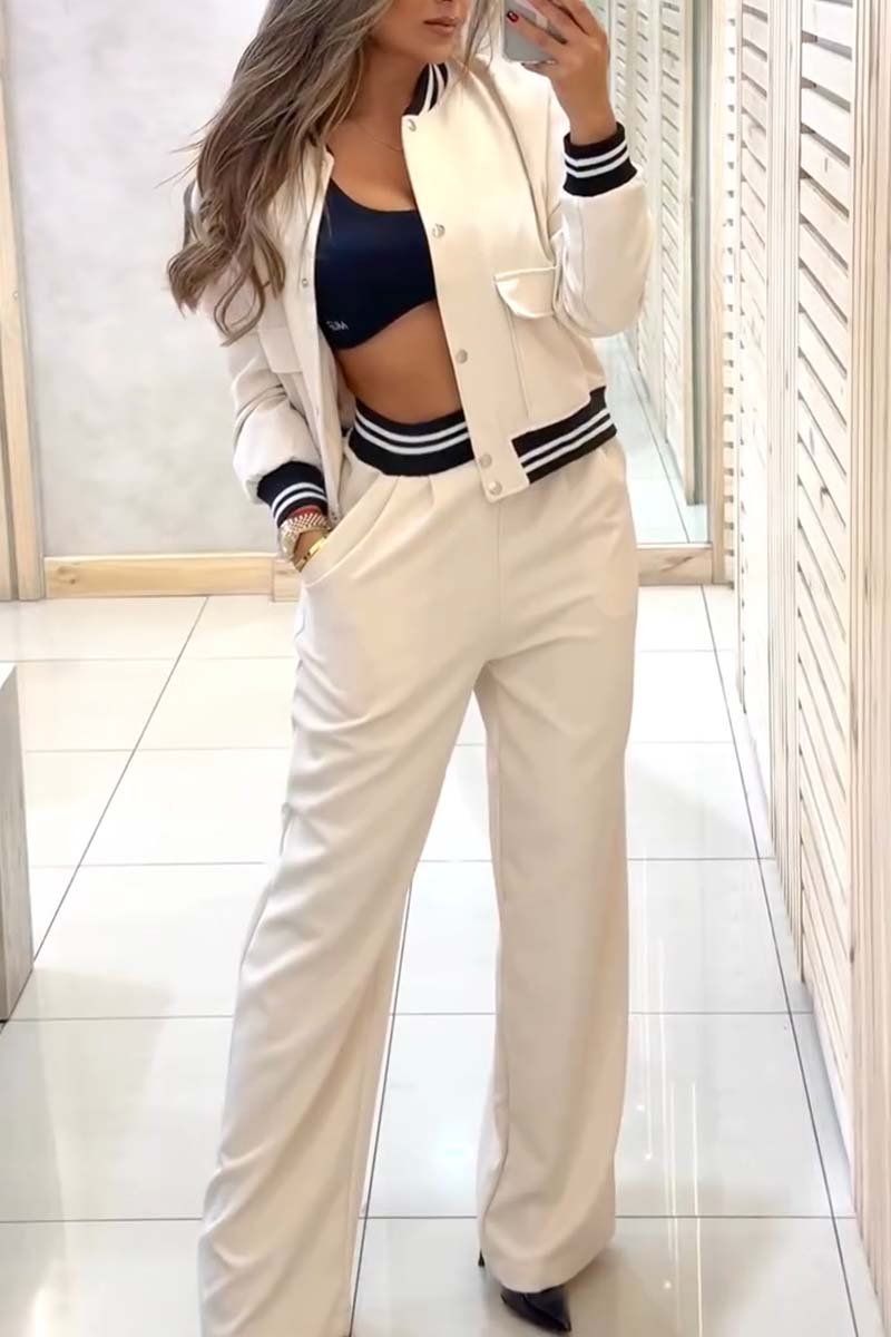 Women's Casual Sports Baseball Jacket and Pants Set