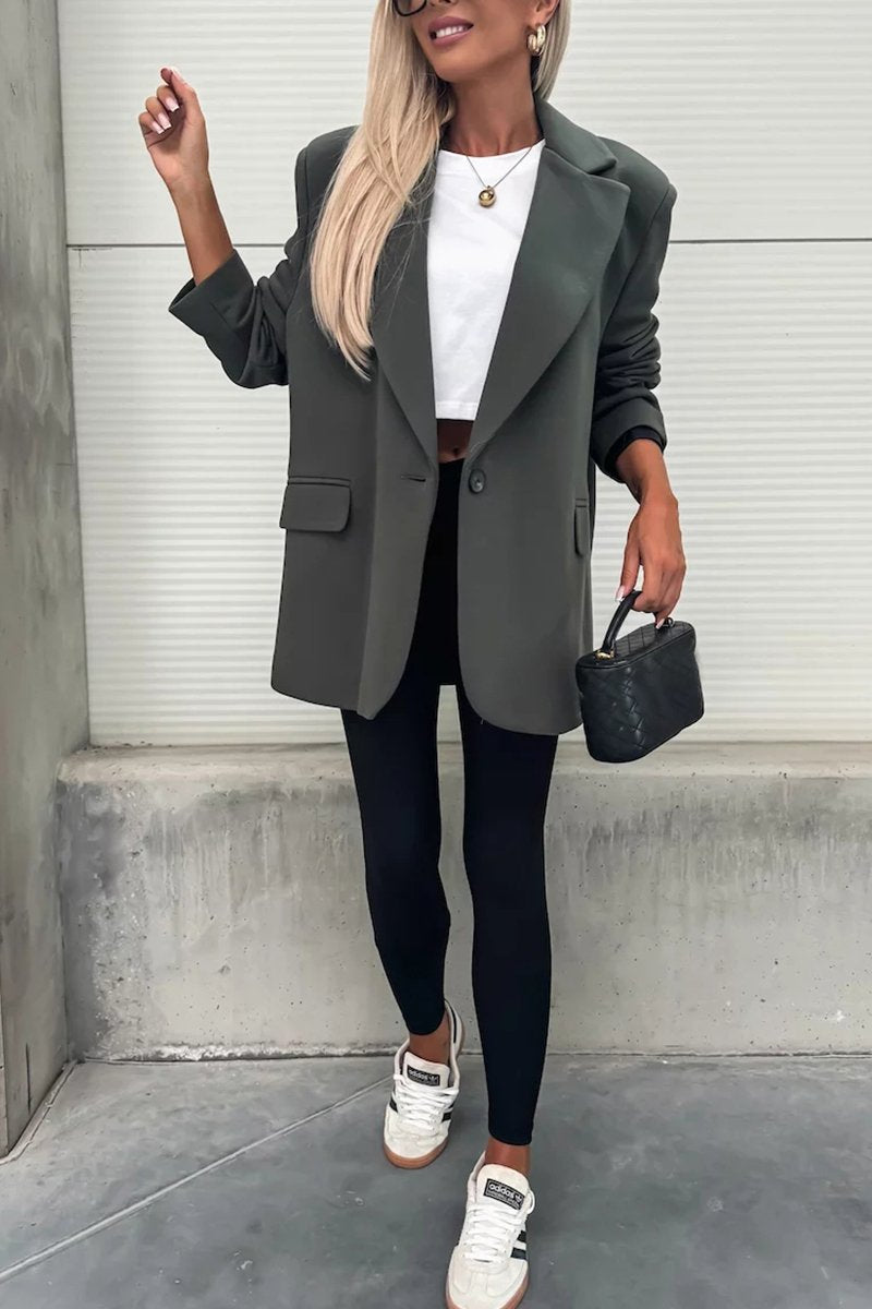 Women's Spring/fall Solid Color Lapel Suit Jacket