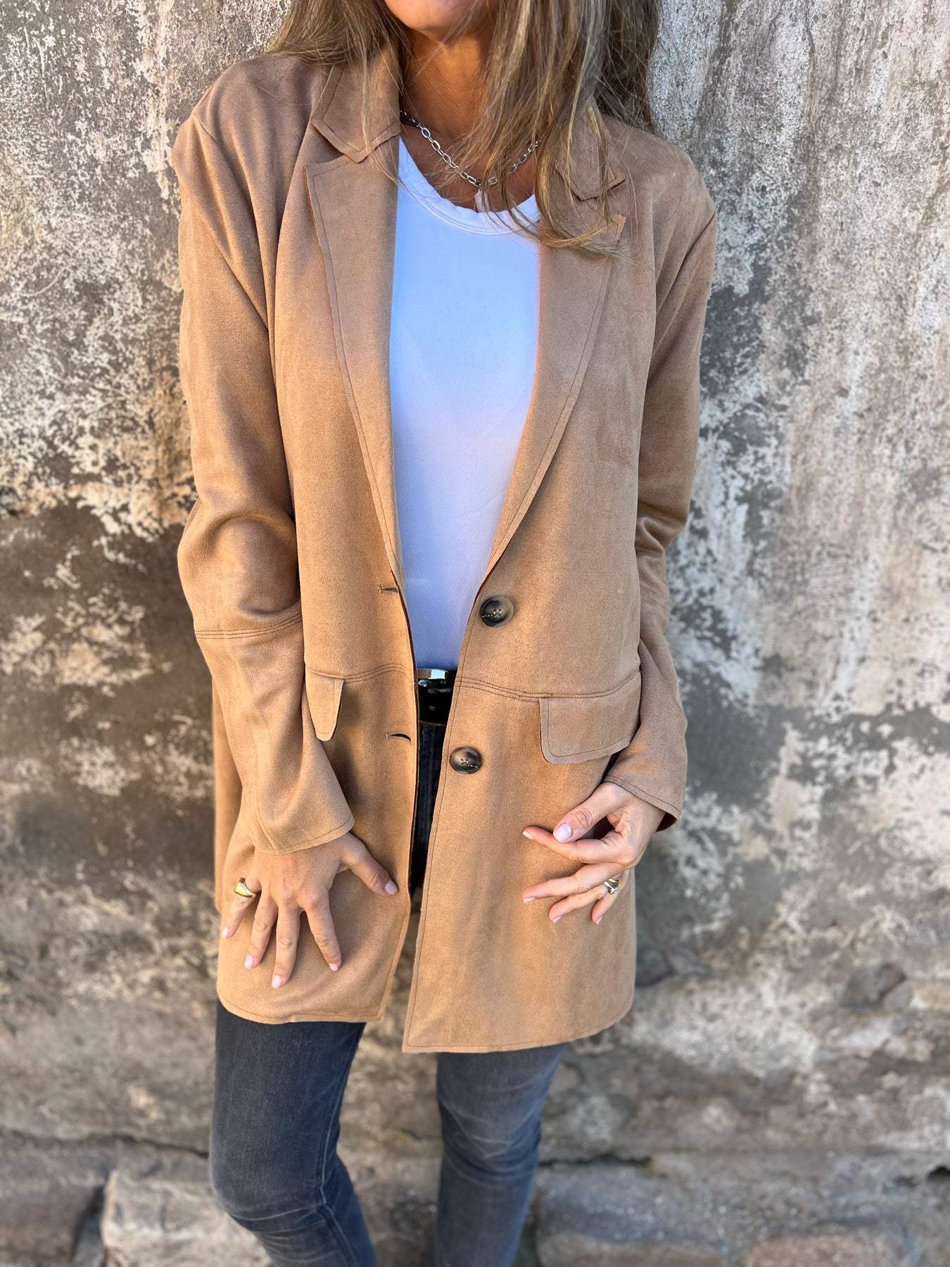 Women's Lapel Long Sleeve Casual Long Cardigan khaki