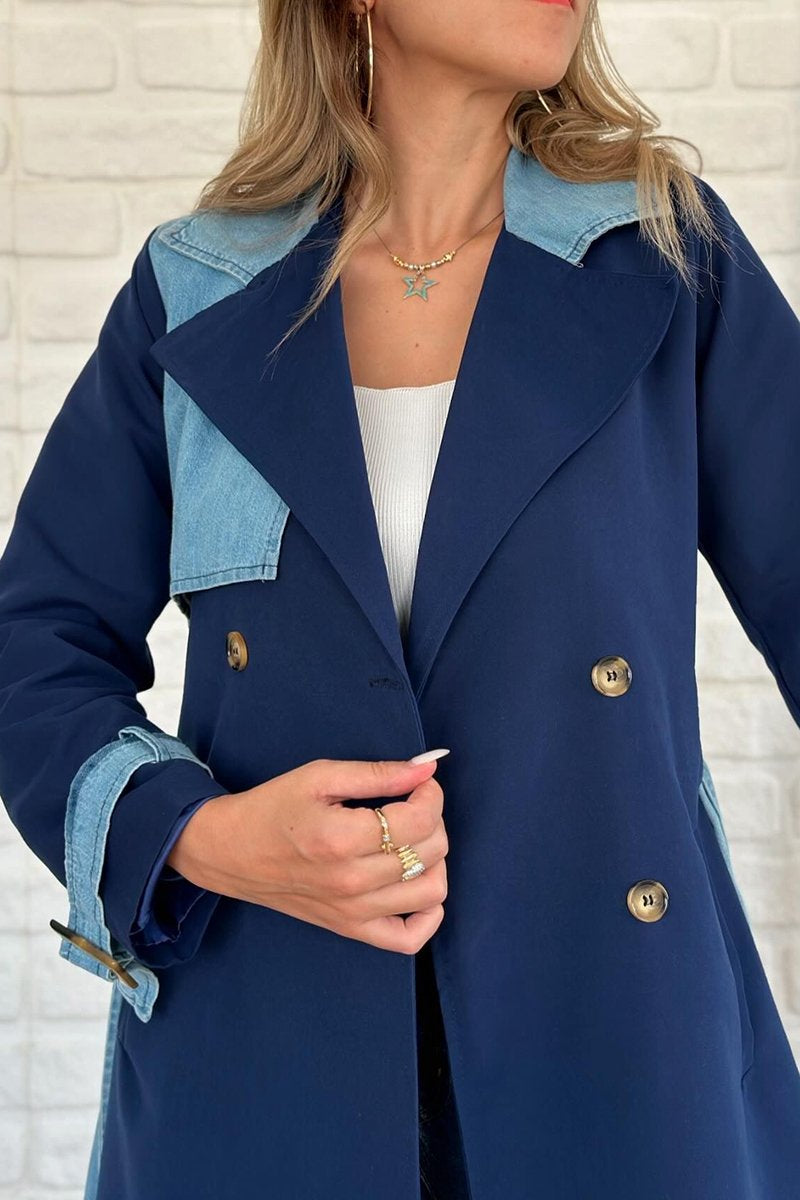 Women's Elegant Colorblocked Long Coat