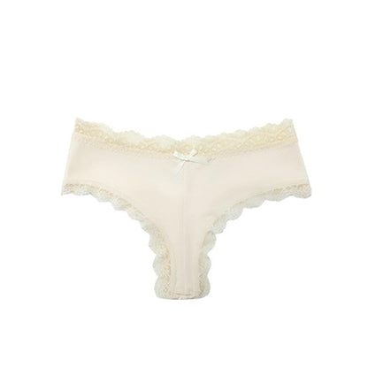 Women's Lace Mid-waist Comfortable High Bow Panties yellow