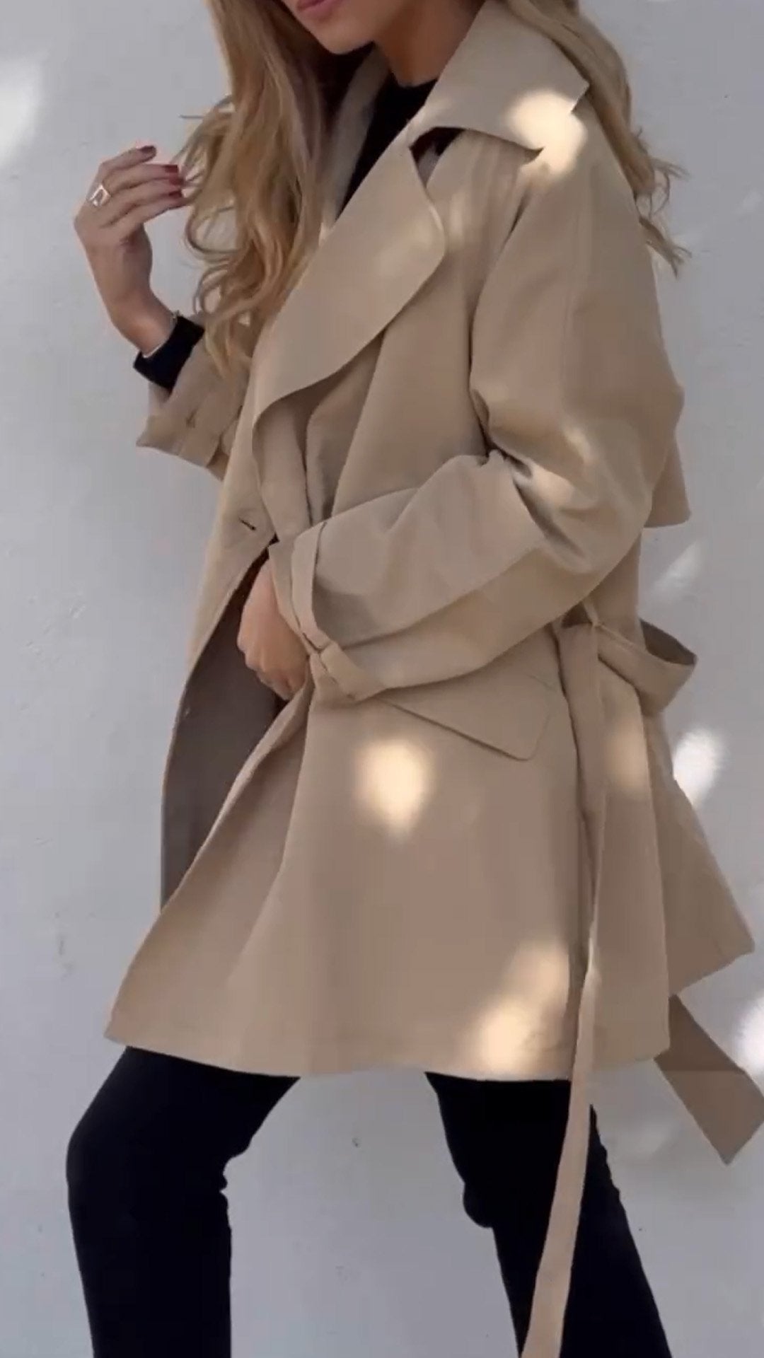 Women's Casual Solid Color Lapel Coat