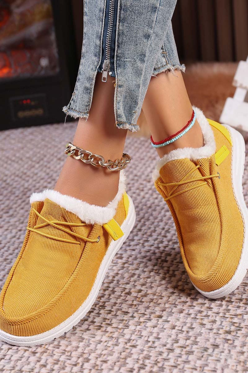 Women's round-toe lace-up plus velvet warm furry women's shoes