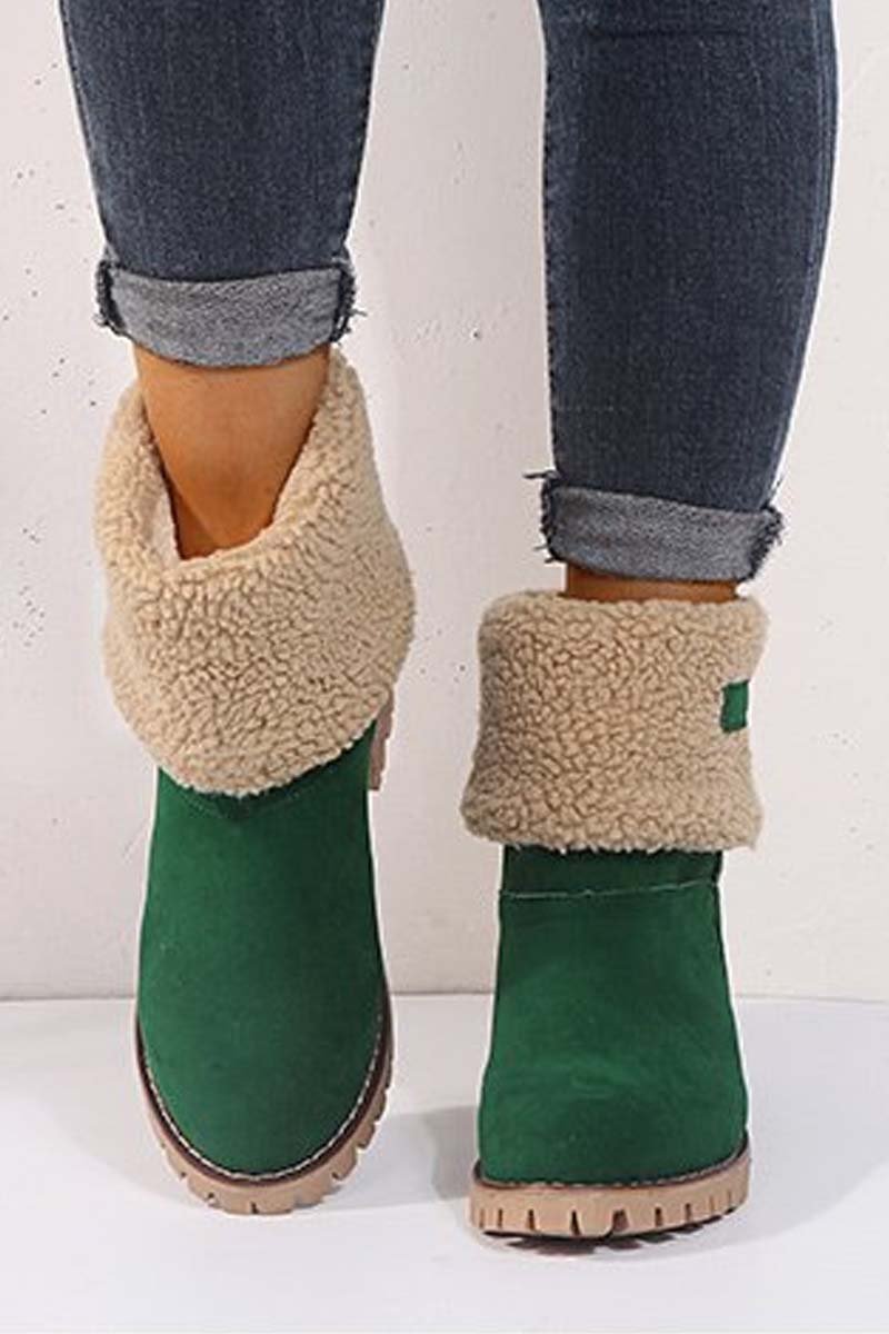 Women's thick heel high heel snow boots women's two-wear plus velvet warm mid-calf boots