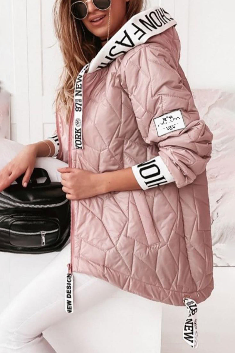 Women's Autumn and Winter Casual Hooded Cotton Coat pink