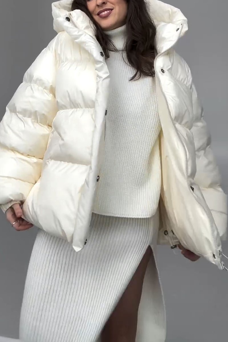 Women's Casual Hooded Thick Coat white