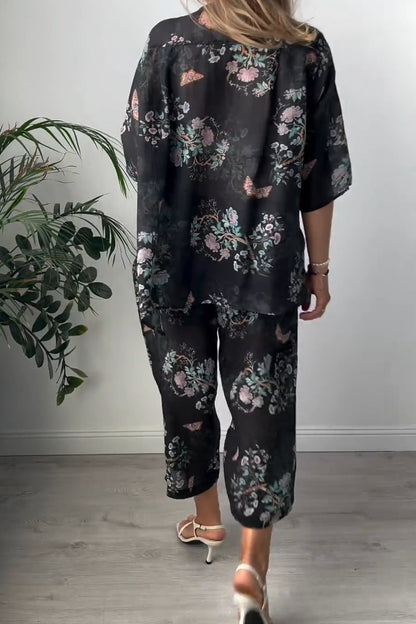 Women's Casual Floral Print Two-Piece Set