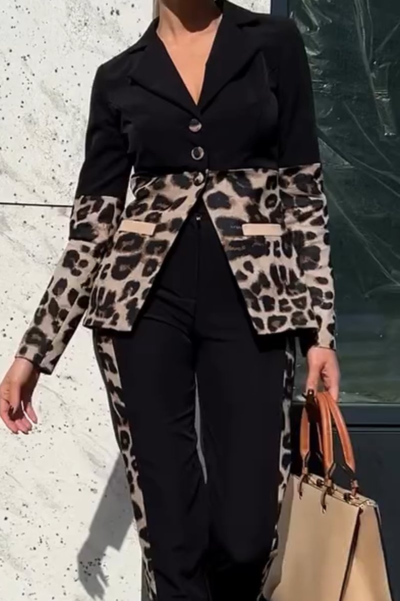 Women's Leopard Print Blazers Suit