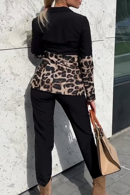 Women's Leopard Print Blazers Suit