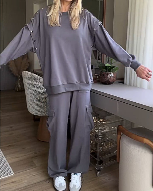 Women's Fashionable Removable Sleeve Casual Suit Grey