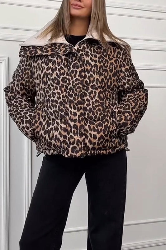 Woman 2024 Retro Leopard Print Warm Thick Coat Leopard