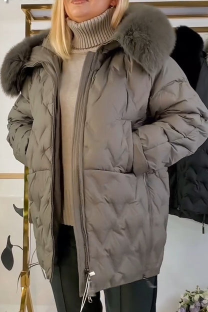 Women's plain color raw padded jacket