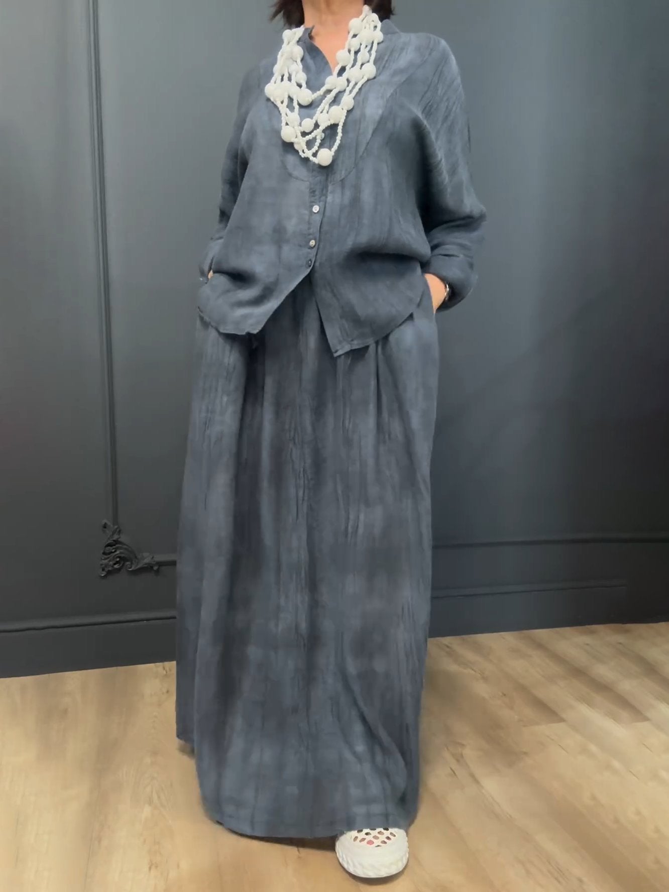 Women's Casual Loose Skirt Suit Grey