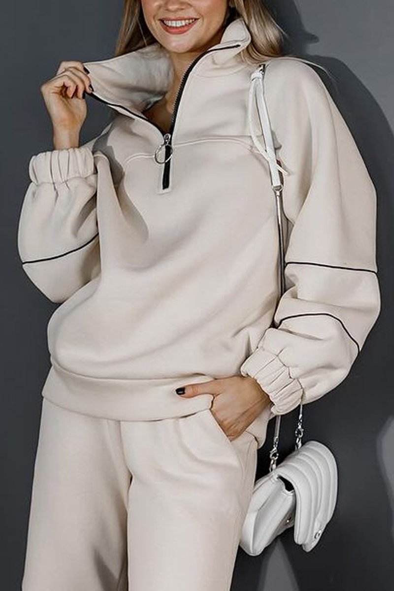 Women's Casual Contrast Web Sweatshirt and Pants Set