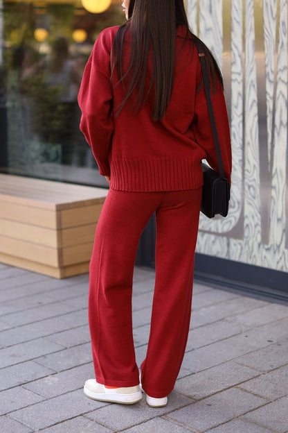 Ladies casual lapel slimming knitted suit